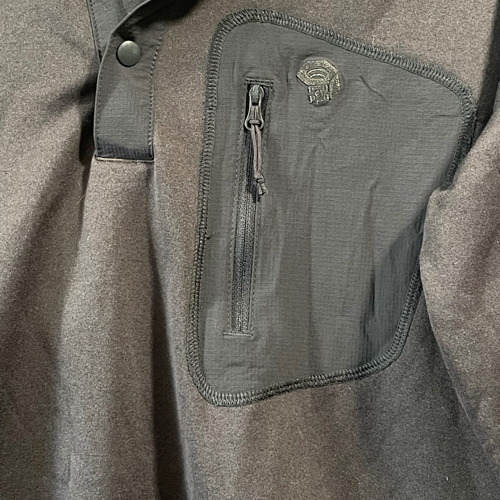 Mountain‎ Hardwear Mens Snap Neck Fleece Pullover Gray Jacket Size M - Picture 2 of 8